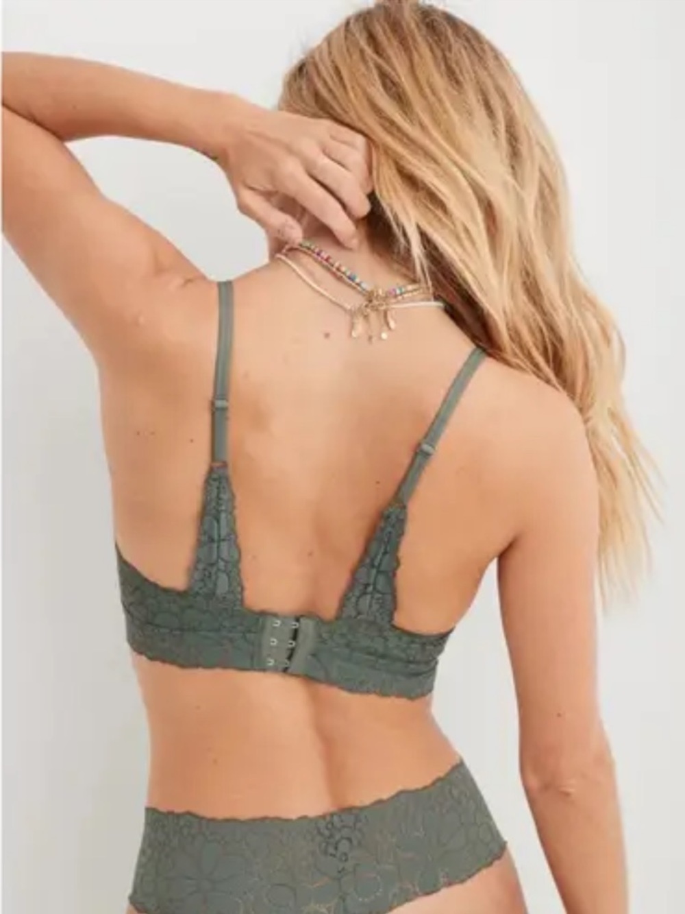 NWT Aerie Real Happy Lightly Lined Wireless Candy Lace Bra Royal Palm Size 34C - Picture 8 of 15